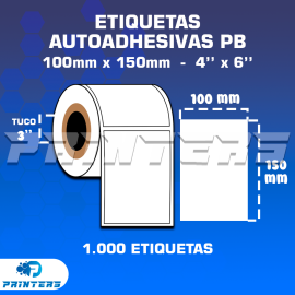 ROLLO DE ETIQUETAS ADHESIVAS 100MM X 150MM PB – (POLIPROPILENO BLANCO) – TUCO 3″ – MIL ETIQUETAS POR ROLLO