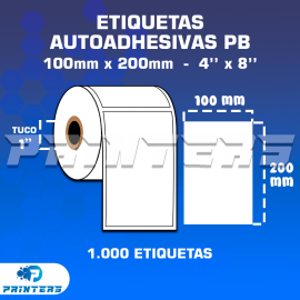 ROLLO DE ETIQUETAS ADHESIVAS 100MM X 200MM PB – (POLIPROPILENO BLANCO) – TUCO 1″ – MIL ETIQUETAS POR ROLLO
