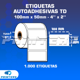 ROLLO DE ETIQUETAS ADHESIVAS 100MM X 50MM TD – (TÉRMICO DIRECTO) – TUCO 1″ – MIL ETIQUETAS POR ROLLO