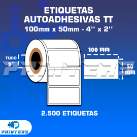 ROLLO DE ETIQUETAS ADHESIVAS 100MM X 50MM PB – (POLIPROPILENO BLANCO) – TUCO 3″ – 2.5MIL ETIQUETAS POR ROLLO