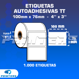 ROLLO DE ETIQUETAS ADHESIVAS 100MM X 76MM TT – (TERMO TRANSFERESNCIA) – TUCO 1″ – MIL ETIQUETAS POR ROLLO