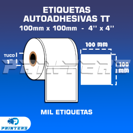 Rollo De Mil Etiquetas Autoadhesivas TT 100x100 Para Impresoras De Etiquetas - Tuco 1''