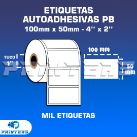 Rollo De Mil Etiquetas Autoadhesivas 100mm x 50mm (4'' x 2'') Para Impresoras De Etiquetas - Tuco 1''
