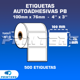 Rollo De mil Etiquetas Autoadhesivas PB 100mm x 76mm (4'' x 3'') Para Impresoras De Etiquetas