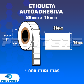 PAQUETE DE 10 ROLLOS DE ETIQUETAS ADHESIVAS 26MM X 16MM PARA FECHADORA – TUCO 1” – MIL ETIQUETAS POR ROLLO