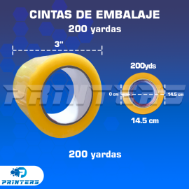 Cinta de Embalaje Transparente 3” x 200 Yardas | Cinta Adhesiva Resistente para Empaque
