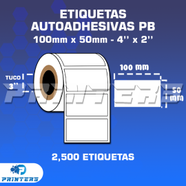 ROLLO DE ETIQUETAS ADHESIVAS 100MM X 50MM PB – (POLIPROPILENO BLANCO) – TUCO 3″ – 2.5MIL ETIQUETAS POR ROLLO