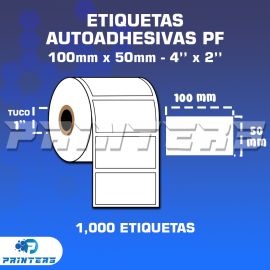Rollo De Etiquetas Adhesivas 100mm x 50mm PF - (Poliolefina) - Tuco 1'' - Mil Etiquetas Por Rollo