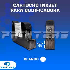 Cartucho de Tinta Blanco INKJET 12.7mm de Secado Rápido para Codificadora