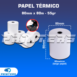 PAPEL TÉRMICO 80mm x 80m - 55Gr PAQUETE DE 20 ROLLOS (CONTÓMETRO)