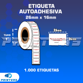 ROLLO DE ETIQUETAS ADHESIVAS 26MM X 16MM PARA FECHADORA (FECHA DE PRODUCCIÓN – VENCIMIENTO) – TUCO 1” – 1MIL ETIQUETAS POR ROLLO