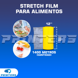 ROLLO DE STRETCH FILM PARA ALIMENTOS 12'' x 1,400 METROS