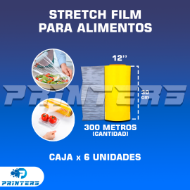 STRETCH FILM PARA ALIMENTOS 12'' x 300 METROS - CAJA x6 UND