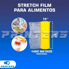 ROLLO DE STRETCH FILM PARA ALIMENTOS 15'' x 1,400 METROS