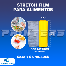 STRETCH FILM PARA ALIMENTOS 15'' x 300 METROS - CAJA x6 UND