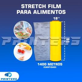 ROLLO DE STRETCH FILM PARA ALIMENTOS 18'' x 1,400 METROS