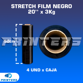 Stretch Film Negro De 20'' X 3kg Altura 50cm - Caja X4 Unid