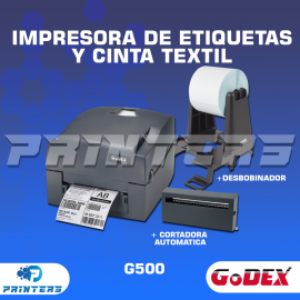 Pack Godex G500+ (Cortadora Automática + Desbobinador Externo)