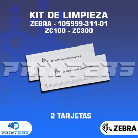 Kit de limpieza 105999-311-01 para impresora de carnets Zebra ZC100 y ZC300 DOS TARJETAS