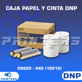 KIT CAJA PAPEL FOTOGRAFICO Y CINTA DNP DS620A 4X6
