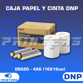 KIT CAJA PAPEL FOTOGRAFICO Y CINTA DNP DS620A 4X6