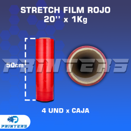 Stretch Film Rojo De 20'' X 1Kg Altura 50cm - Caja X4 Unid